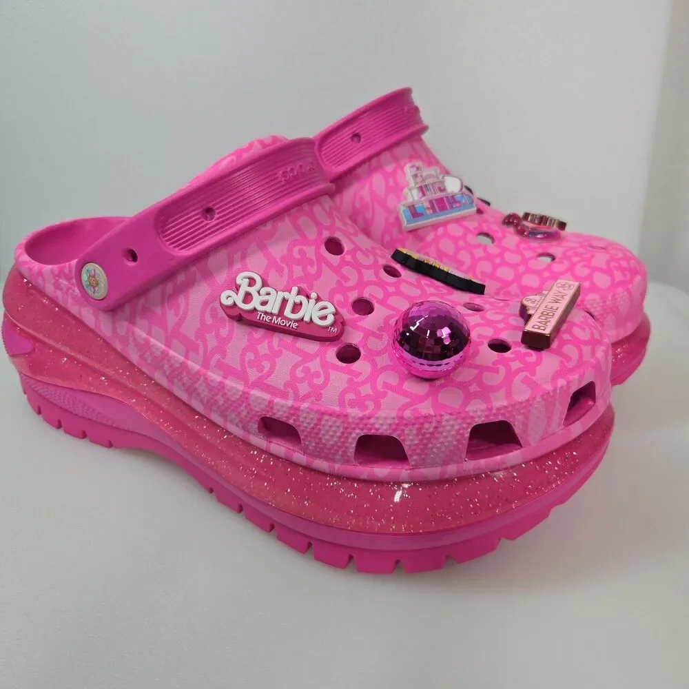Crocs Barbie the Movie Mega Crush Clog Electric Pink Platform Mens 10 Women's 12